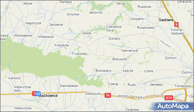 mapa Michałów gmina Sadowie, Michałów gmina Sadowie na mapie Targeo