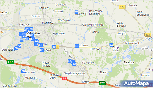 mapa Michałów gmina Zduńska Wola, Michałów gmina Zduńska Wola na mapie Targeo