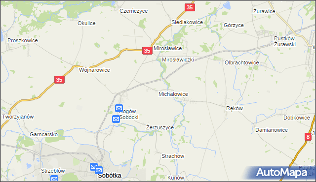 mapa Michałowice gmina Sobótka, Michałowice gmina Sobótka na mapie Targeo