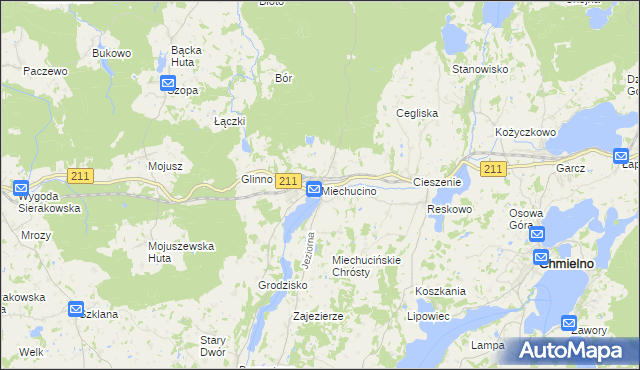mapa Miechucino, Miechucino na mapie Targeo