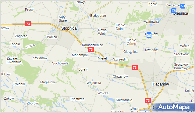 mapa Mietel, Mietel na mapie Targeo