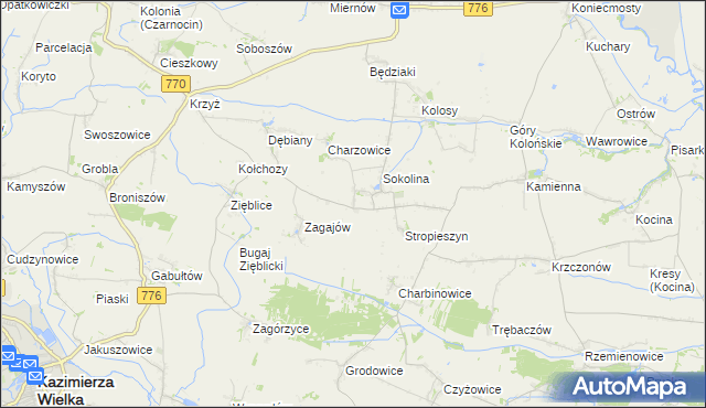 mapa Mikołajów gmina Czarnocin, Mikołajów gmina Czarnocin na mapie Targeo