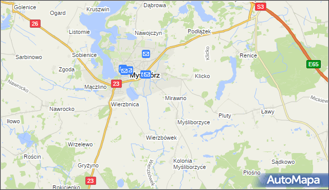 mapa Mirawno, Mirawno na mapie Targeo