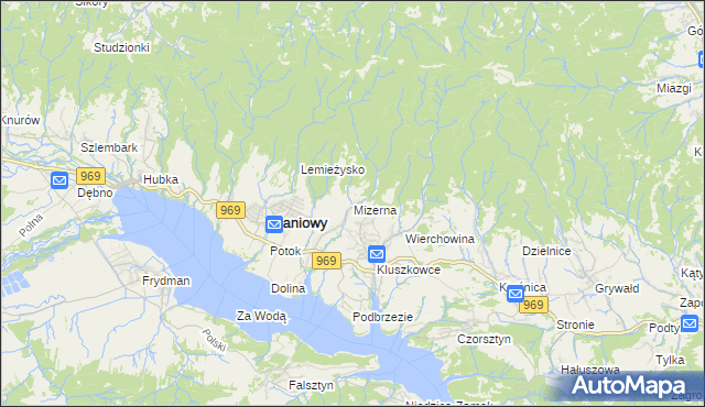 mapa Mizerna, Mizerna na mapie Targeo