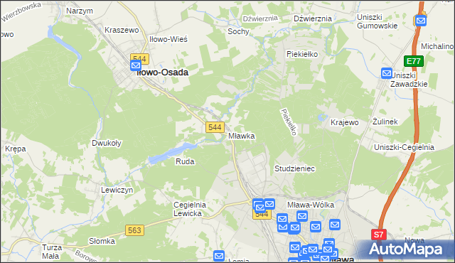 mapa Mławka, Mławka na mapie Targeo