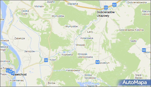 mapa Mniszek gmina Gościeradów, Mniszek gmina Gościeradów na mapie Targeo