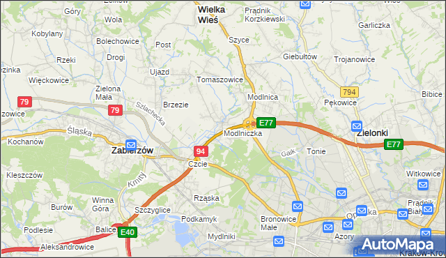 mapa Modlniczka, Modlniczka na mapie Targeo
