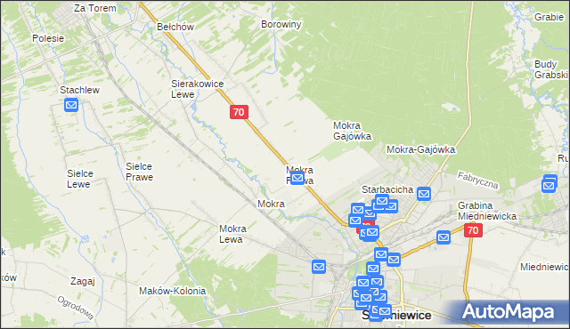 mapa Mokra Prawa, Mokra Prawa na mapie Targeo