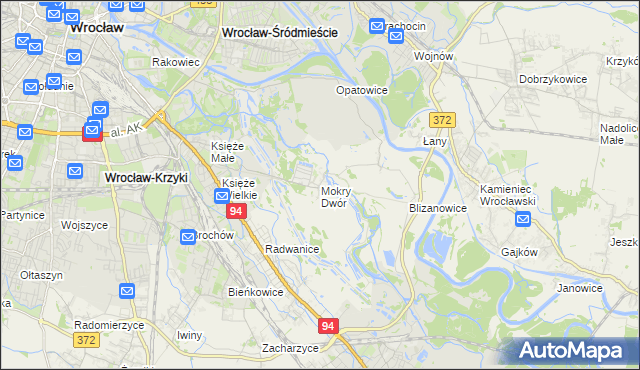 mapa Mokry Dwór gmina Siechnice, Mokry Dwór gmina Siechnice na mapie Targeo
