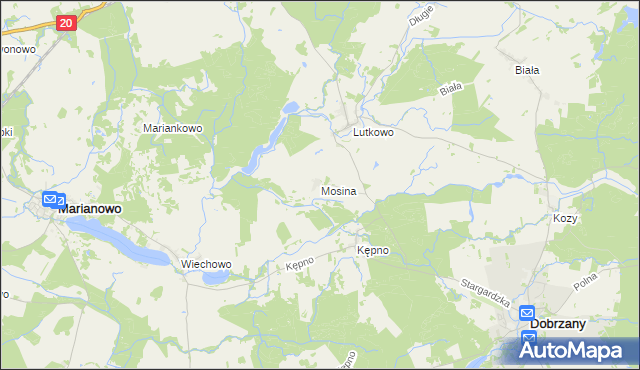 mapa Mosina gmina Dobrzany, Mosina gmina Dobrzany na mapie Targeo