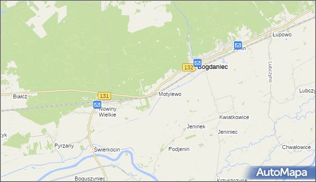 mapa Motylewo, Motylewo na mapie Targeo