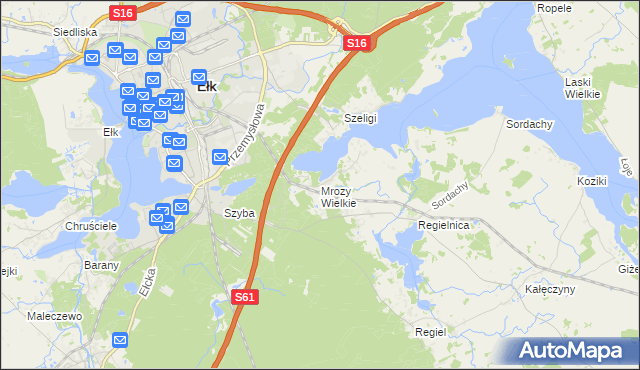 mapa Mrozy Wielkie, Mrozy Wielkie na mapie Targeo