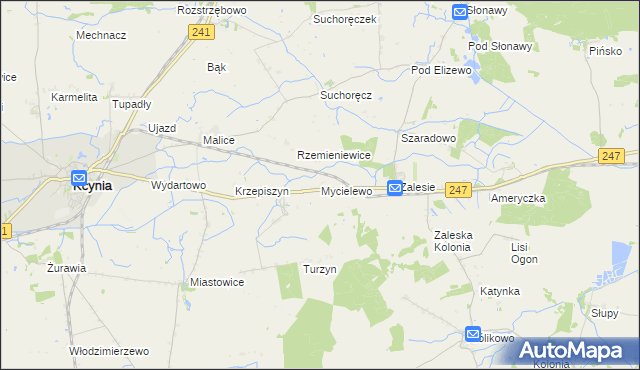 mapa Mycielewo, Mycielewo na mapie Targeo