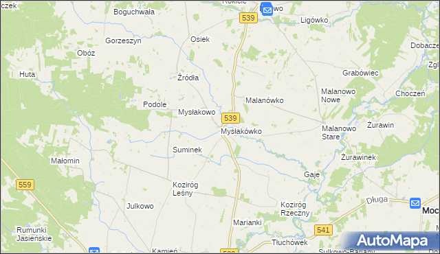 mapa Mysłakówko, Mysłakówko na mapie Targeo