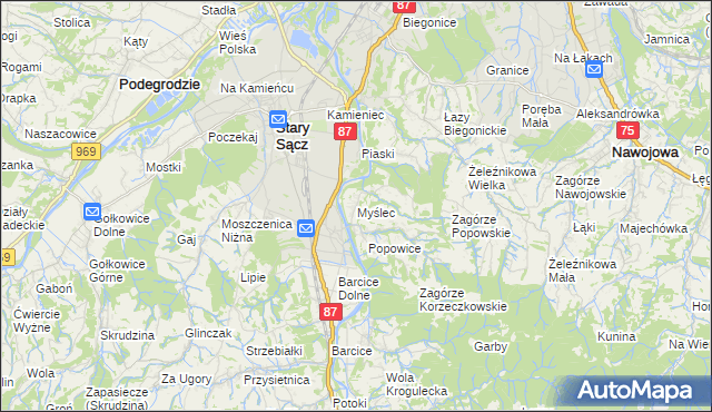 mapa Myślec, Myślec na mapie Targeo