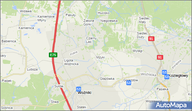 mapa Mzyki, Mzyki na mapie Targeo