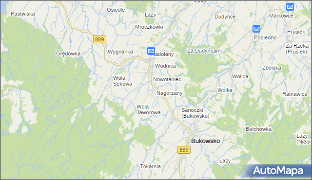 mapa Nagórzany, Nagórzany na mapie Targeo