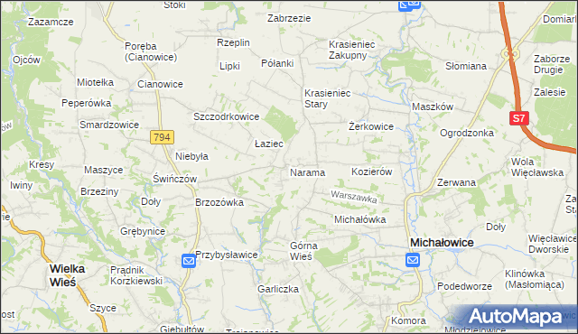 mapa Narama, Narama na mapie Targeo