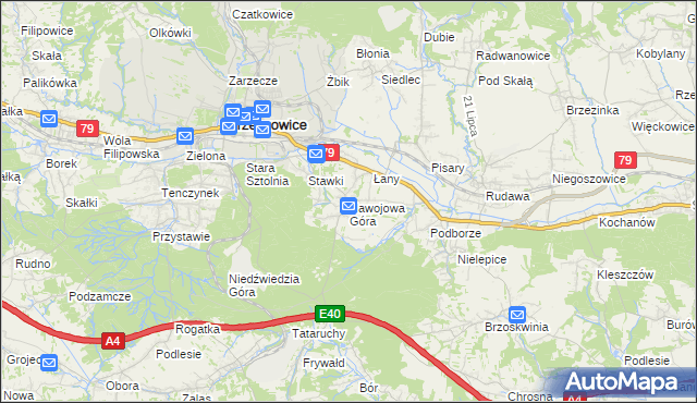 mapa Nawojowa Góra, Nawojowa Góra na mapie Targeo