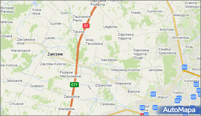 mapa Nieczatów, Nieczatów na mapie Targeo