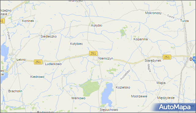 mapa Niemczyn gmina Damasławek, Niemczyn gmina Damasławek na mapie Targeo