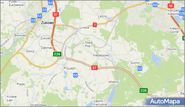 mapa Niestępowo, Niestępowo na mapie Targeo