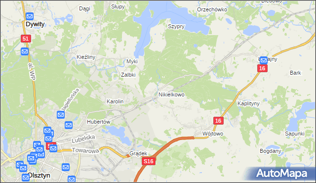 mapa Nikielkowo, Nikielkowo na mapie Targeo