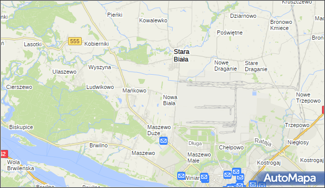mapa Nowa Biała gmina Stara Biała, Nowa Biała gmina Stara Biała na mapie Targeo