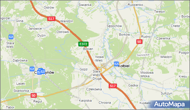 mapa Nowa Wieś gmina Kołbiel, Nowa Wieś gmina Kołbiel na mapie Targeo