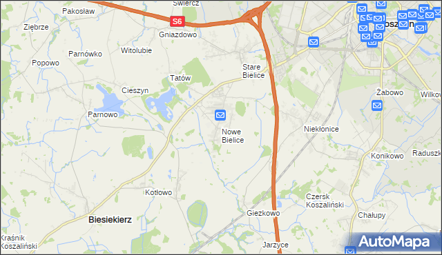 mapa Nowe Bielice, Nowe Bielice na mapie Targeo