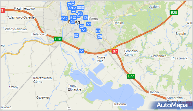 mapa Nowe Pole gmina Elbląg, Nowe Pole gmina Elbląg na mapie Targeo