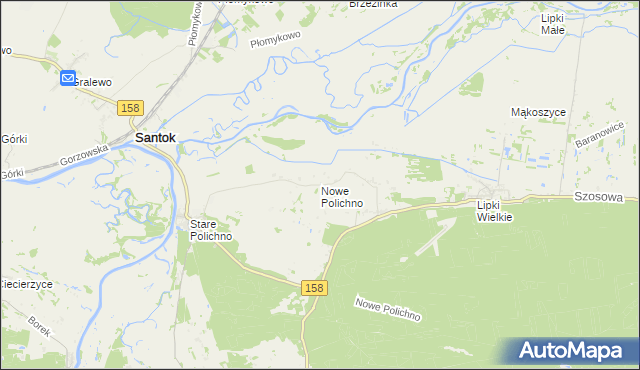 mapa Nowe Polichno, Nowe Polichno na mapie Targeo