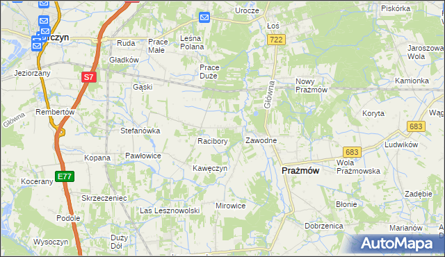 mapa Nowe Racibory gmina Tarczyn, Nowe Racibory gmina Tarczyn na mapie Targeo