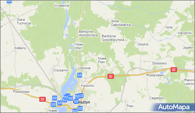 mapa Nowe Tłoki, Nowe Tłoki na mapie Targeo