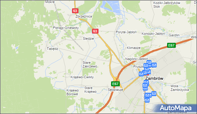 mapa Nowe Zakrzewo, Nowe Zakrzewo na mapie Targeo