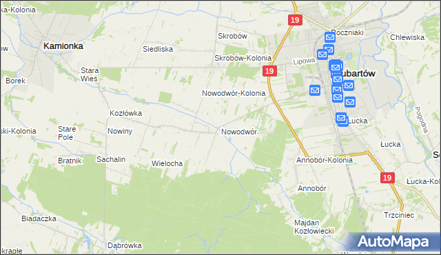 mapa Nowodwór gmina Lubartów, Nowodwór gmina Lubartów na mapie Targeo