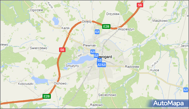 mapa Nowogard, Nowogard na mapie Targeo