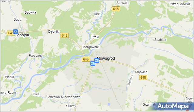 mapa Nowogród powiat łomżyński, Nowogród powiat łomżyński na mapie Targeo