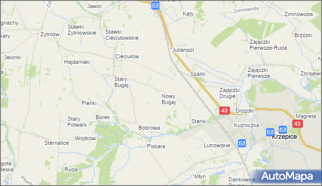 mapa Nowy Bugaj, Nowy Bugaj na mapie Targeo