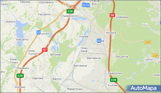 mapa Nowy Świat gmina Żukowo, Nowy Świat gmina Żukowo na mapie Targeo