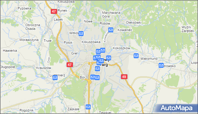 mapa Nowego Targu, Nowy Targ na mapie Targeo