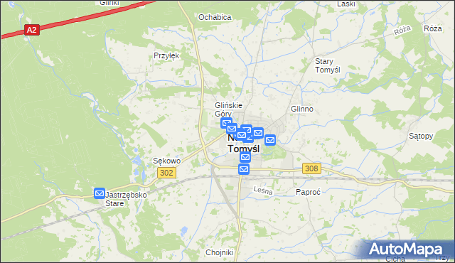 mapa Nowy Tomyśl, Nowy Tomyśl na mapie Targeo