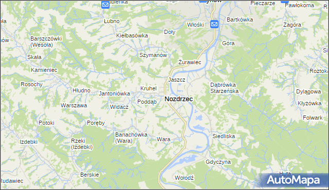 mapa Nozdrzec, Nozdrzec na mapie Targeo