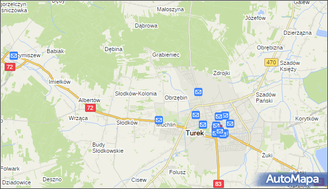 mapa Obrzębin, Obrzębin na mapie Targeo