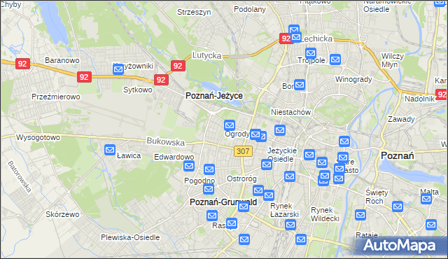 mapa Ogrody gmina Poznań, Ogrody gmina Poznań na mapie Targeo