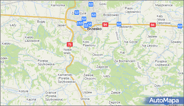 mapa Okocim, Okocim na mapie Targeo