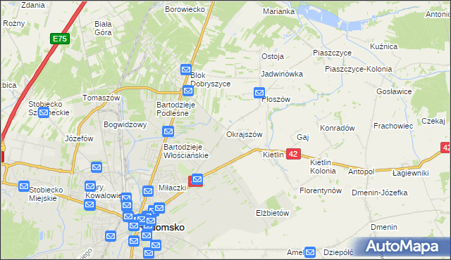 mapa Okrajszów, Okrajszów na mapie Targeo