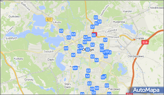 mapa Olsztyna, Olsztyn na mapie Targeo
