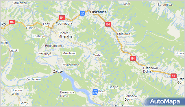 mapa Orelec, Orelec na mapie Targeo