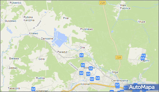 mapa Orle gmina Wejherowo, Orle gmina Wejherowo na mapie Targeo